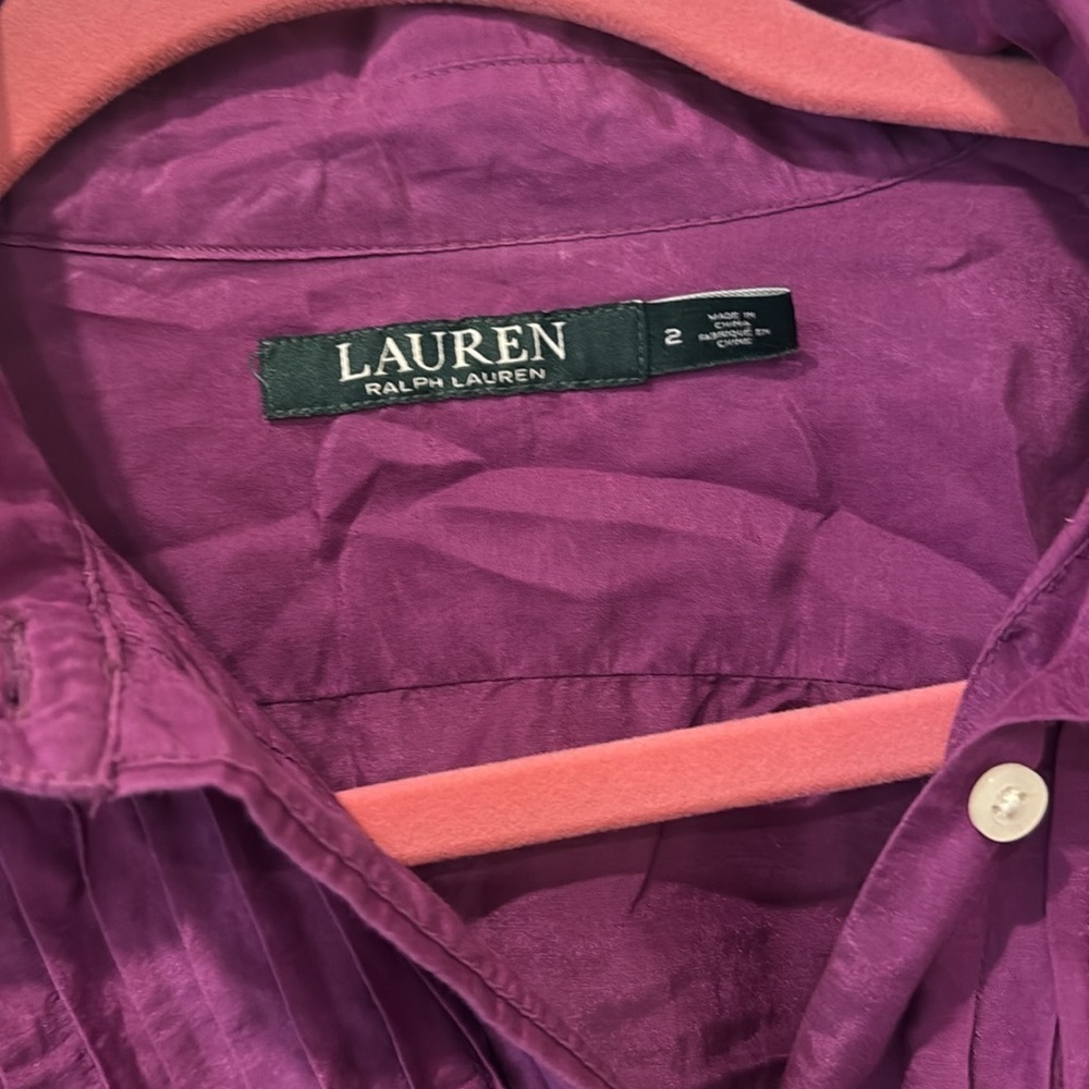 Lauren Ralph Lauren purple silk blend button down, size 2 - Picture 4 of 8